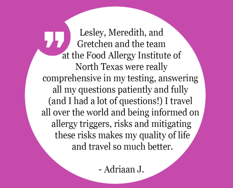 Testimonials - Food Allergy Institute of North Texas